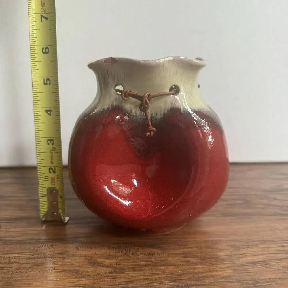 Red Pottery Vase Manuel Garcia Arroyo Sack Vase Glazed Signed Handmade Spanish